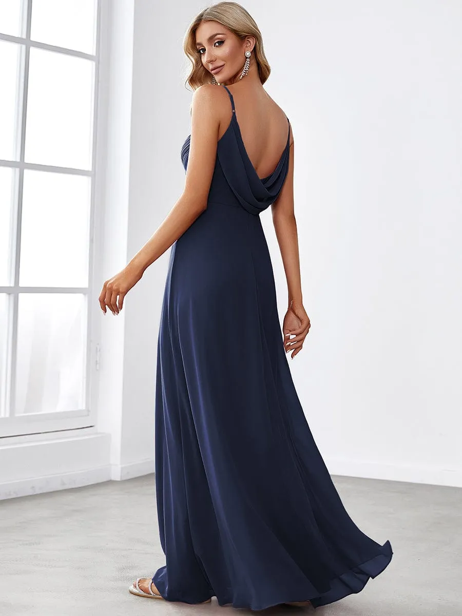 Sweetheart Draped Back Floor Length Bridesmaid Dress