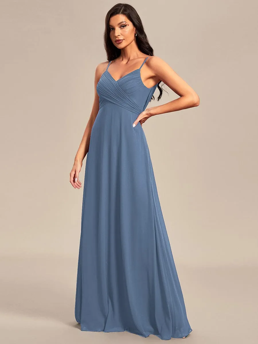 Sweetheart Draped Back Floor Length Bridesmaid Dress