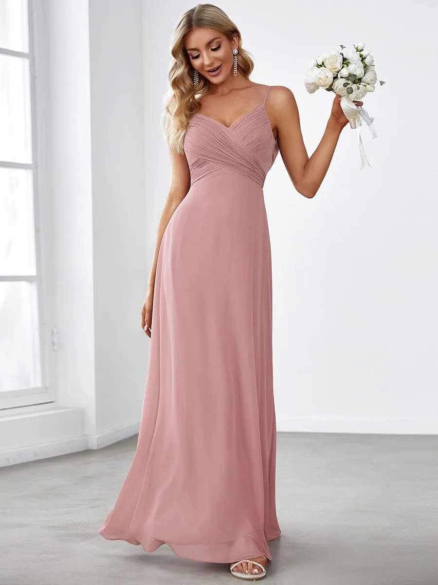 Sweetheart Draped Back Floor Length Bridesmaid Dress