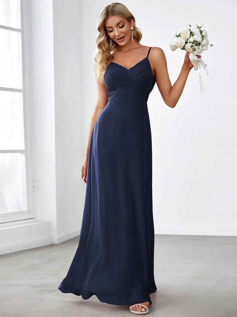 Sweetheart Draped Back Floor Length Bridesmaid Dress