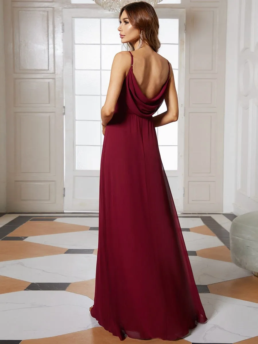 Sweetheart Draped Back Floor Length Bridesmaid Dress