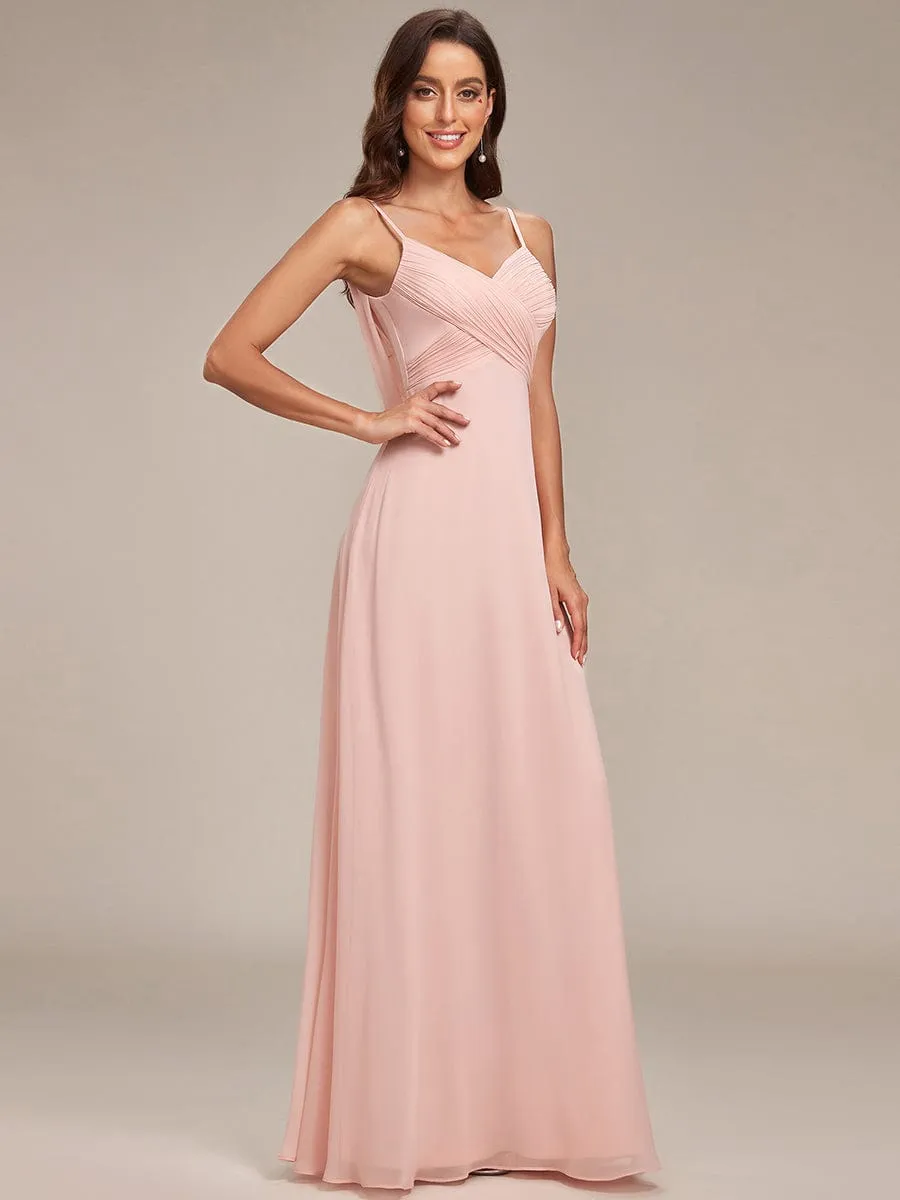 Sweetheart Draped Back Floor Length Bridesmaid Dress