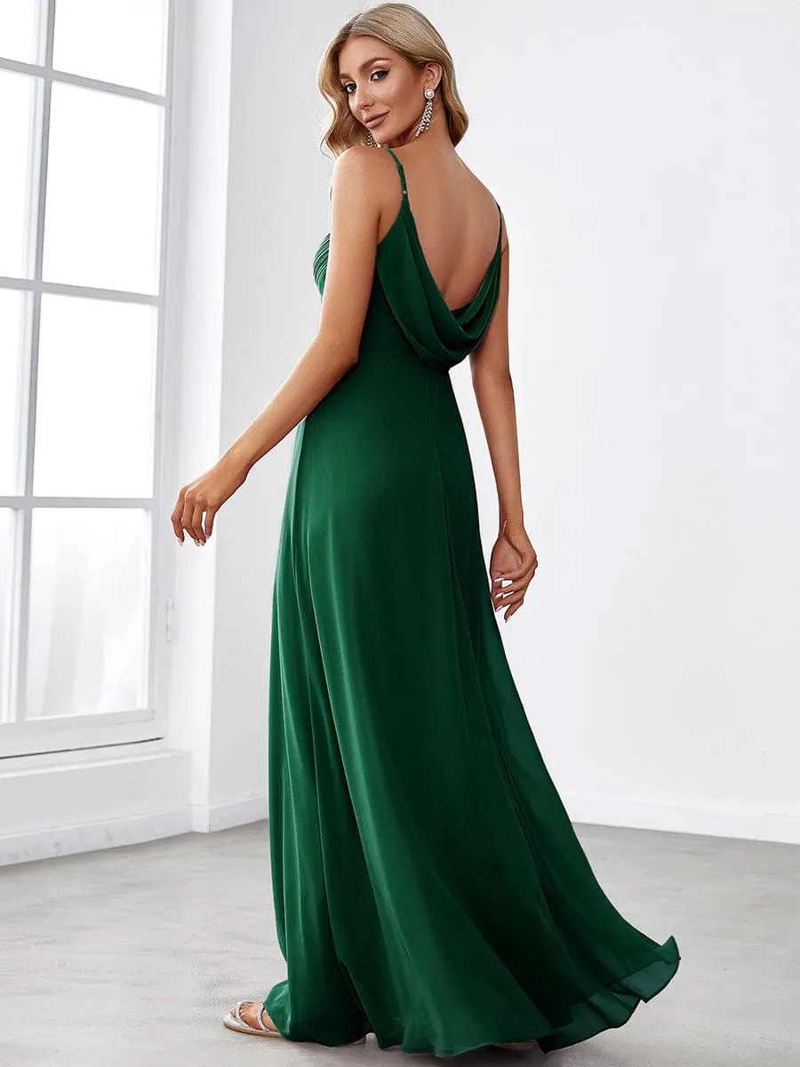 Sweetheart Draped Back Floor Length Bridesmaid Dress