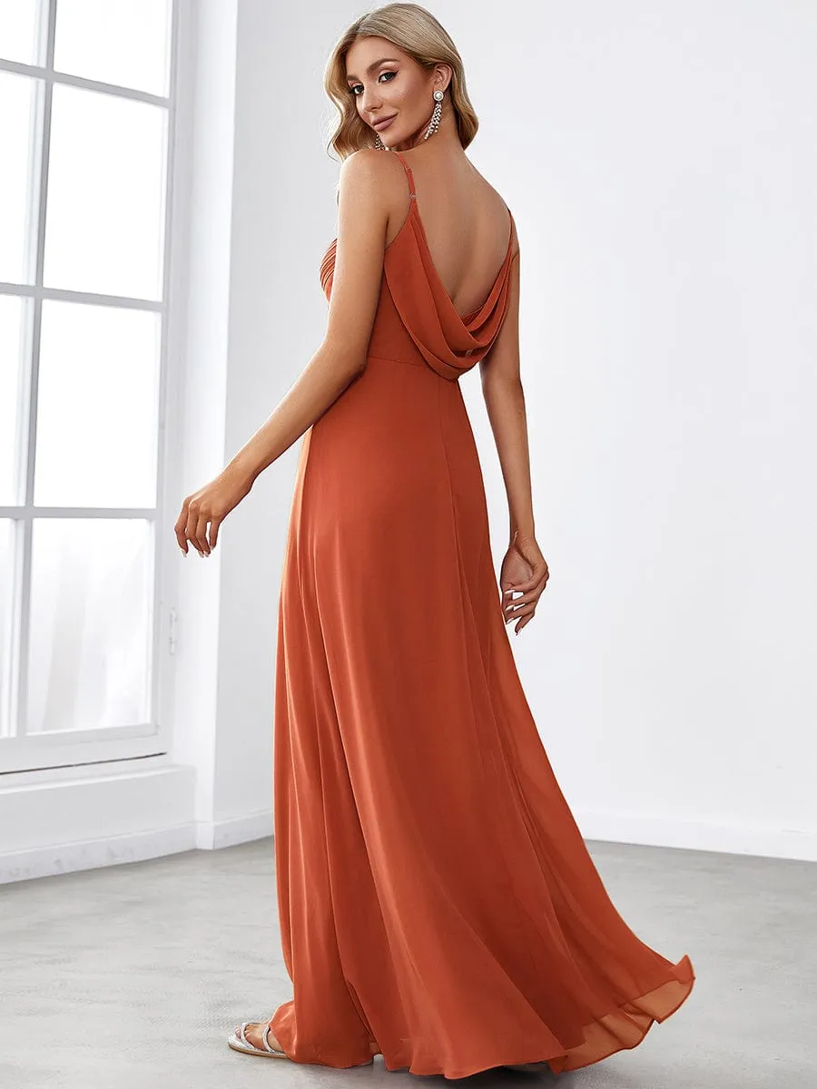 Sweetheart Draped Back Floor Length Bridesmaid Dress