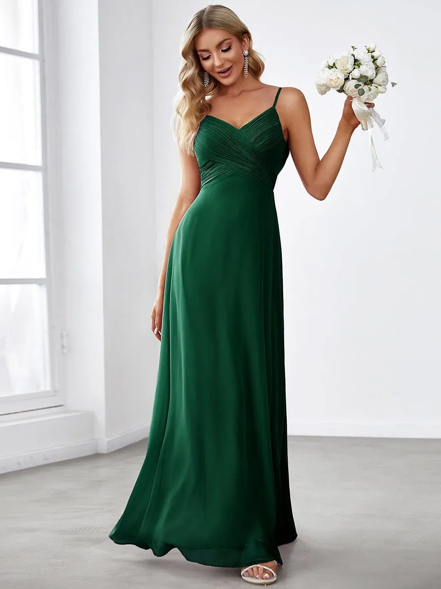 Sweetheart Draped Back Floor Length Bridesmaid Dress