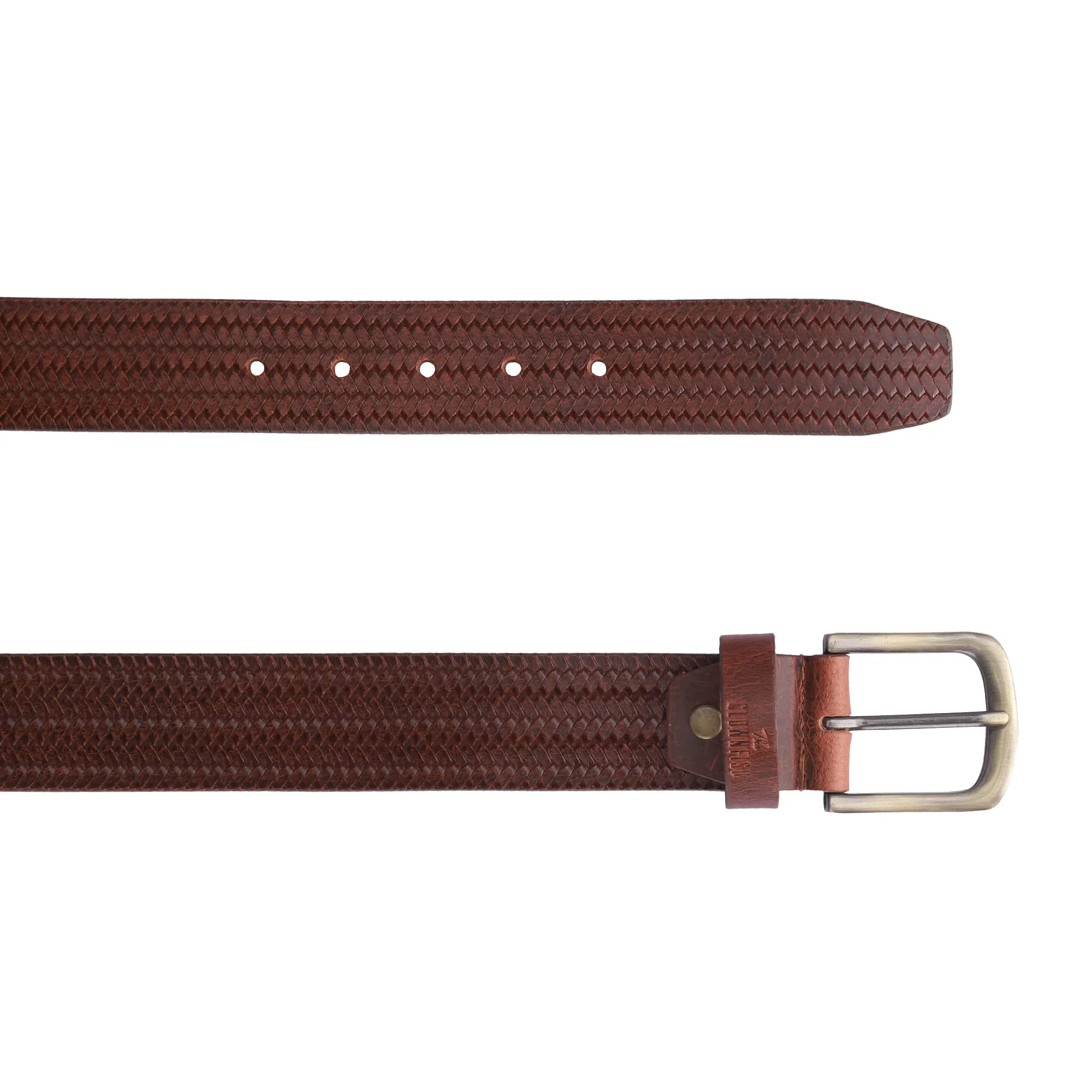 THE CLOWNFISH Men's Genuine Leather Belt with Embossed Design - Tan (Size - 36 inches)