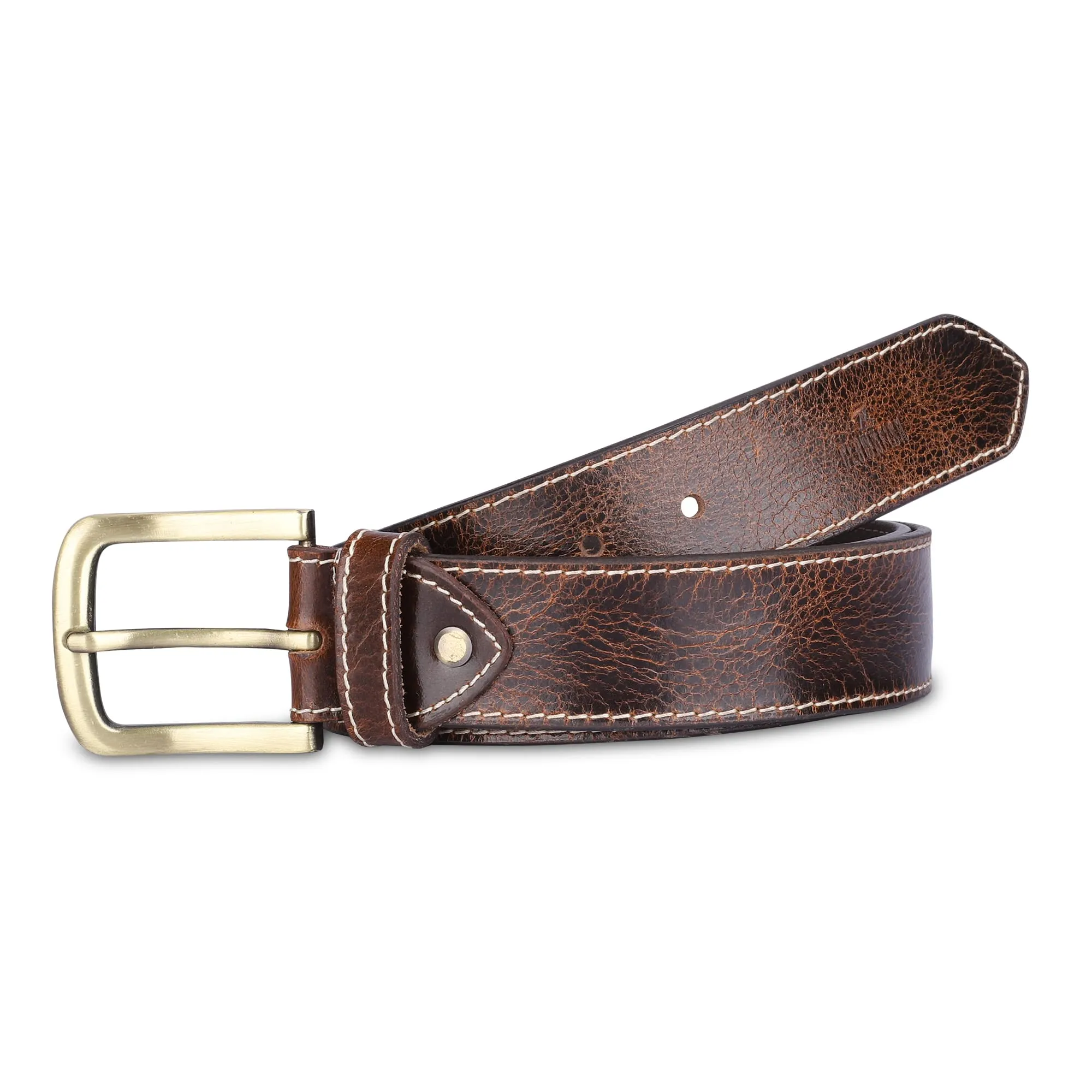 THE CLOWNFISH Men's Genuine Leather Belts - Brown (Size-40 inches)