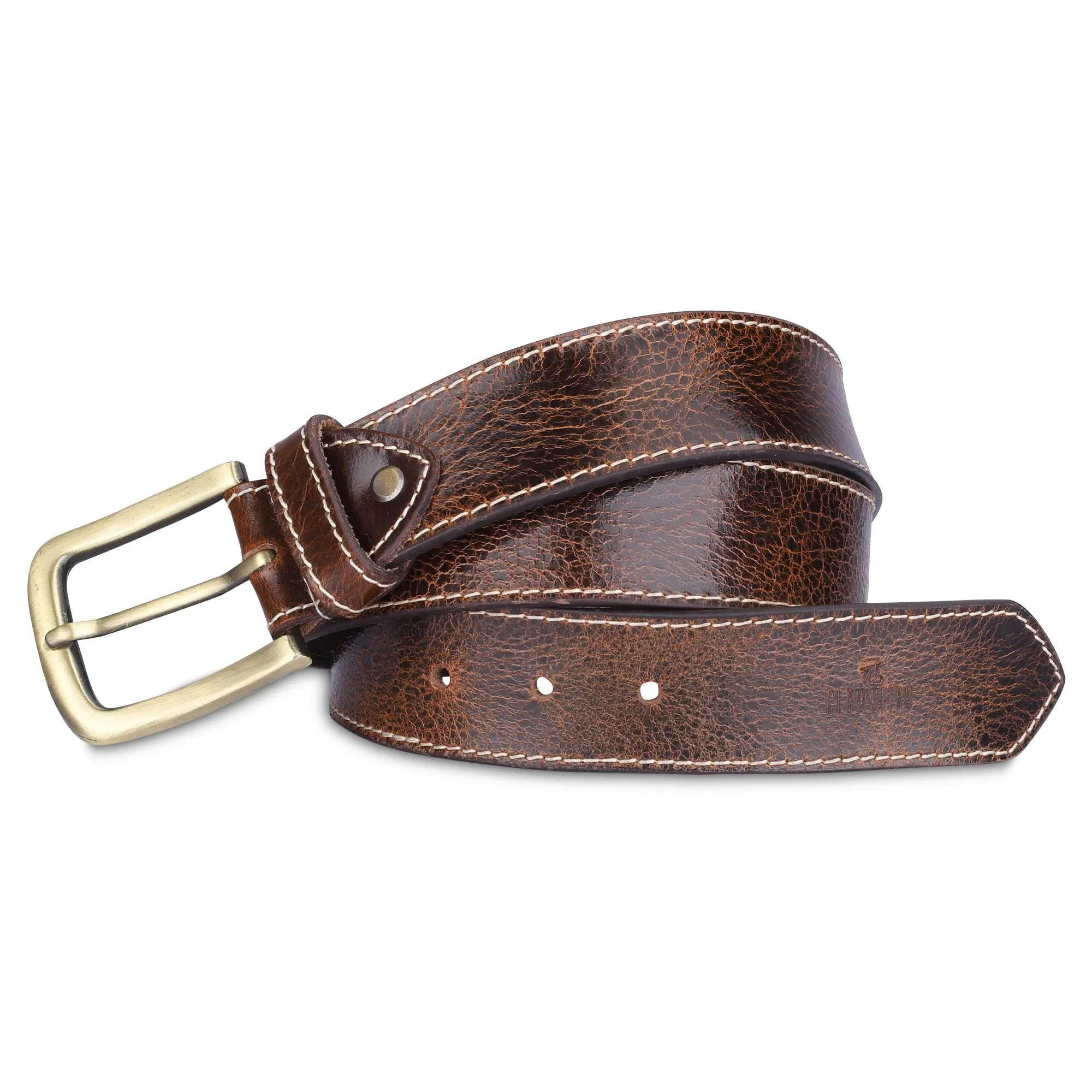 THE CLOWNFISH Men's Genuine Leather Belts - Brown (Size-40 inches)