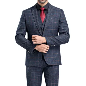 Three Pieces British Style Slim Blazers for  Plaids Gentleman Wedding Formal