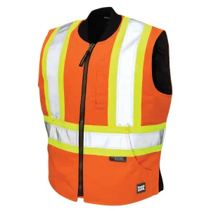 Tough Duck Men's Hi Vis Safety Work Vest SV06 - CSA Cotton Duck, Quilt Lined, Reflective, Durable, Warm, Comfortable, Pockets, ANSI Compliant | Sizes  XS-5XL