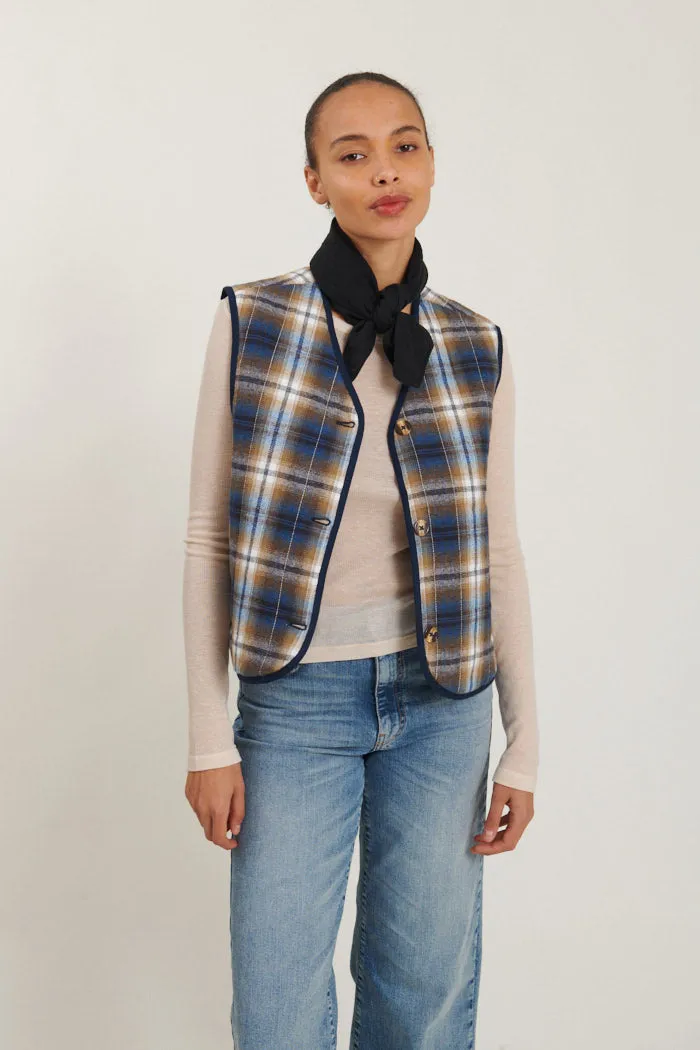 Trudie Vest - Tobacco brown / classic blue