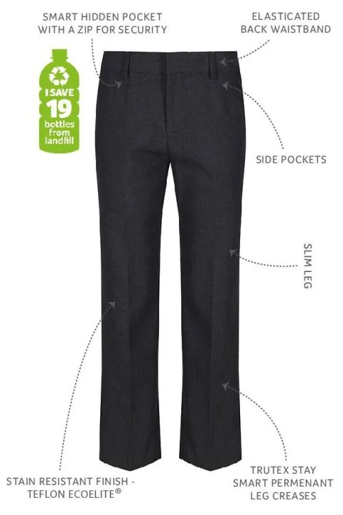 Trutex Junior Trousers Slim Fit Grey